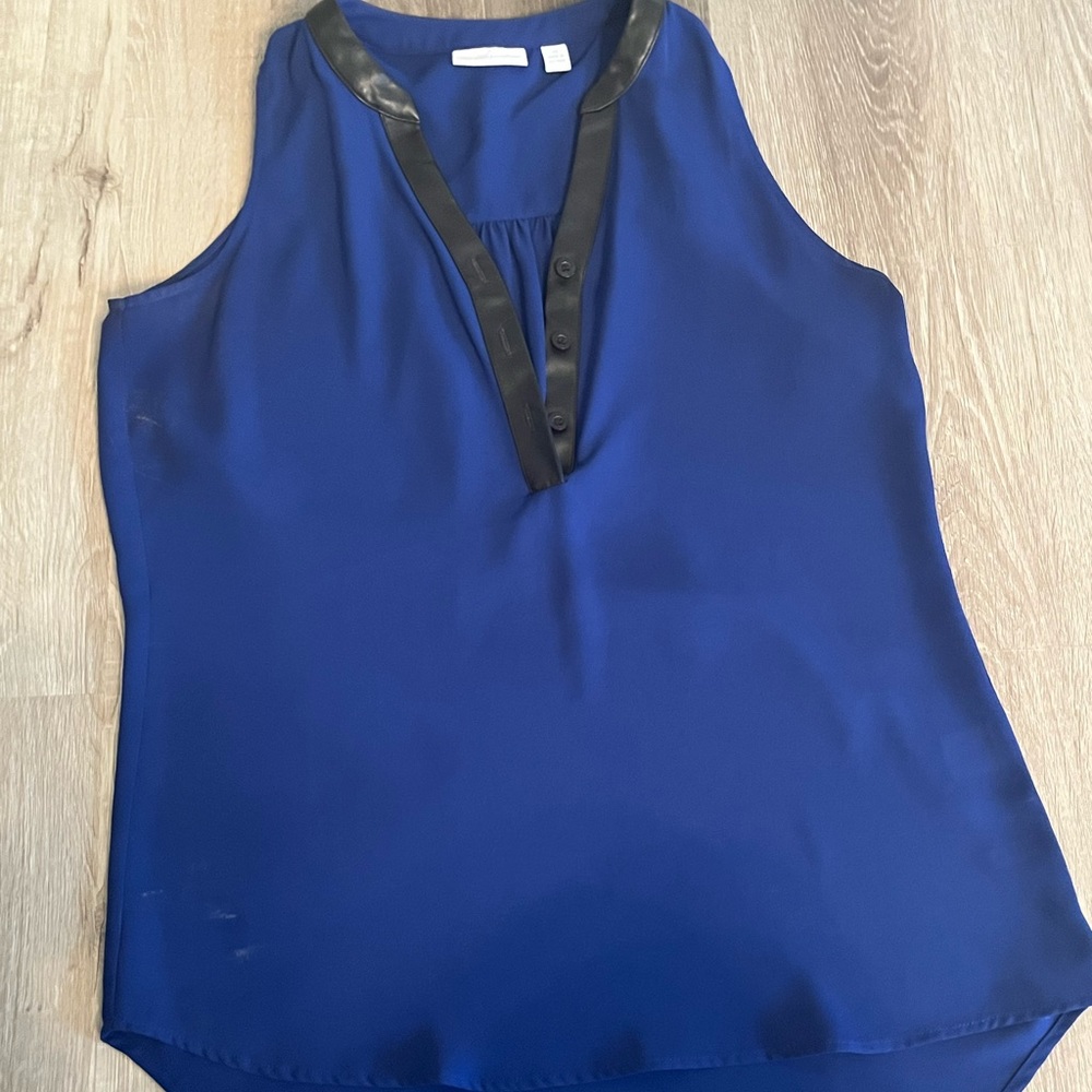 Blue and black top